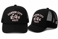 Carson City Elks #2177 Trucker Hat in Black - flat lay, front