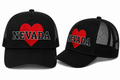 Nevada Heart Trucker Hat in Black - flat lay, front