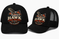 Hawk Fire Relief Trucker Hat in Black - flat lay, front