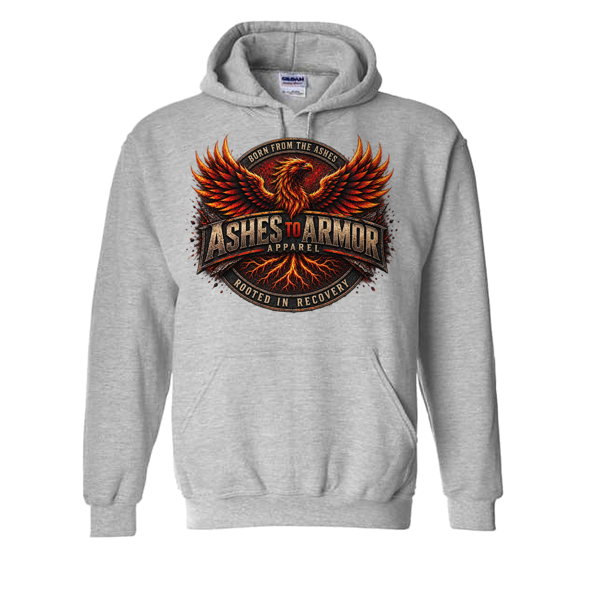 Ashes to Armor Apparel Hoodie in Sport Grey - flat lay, front