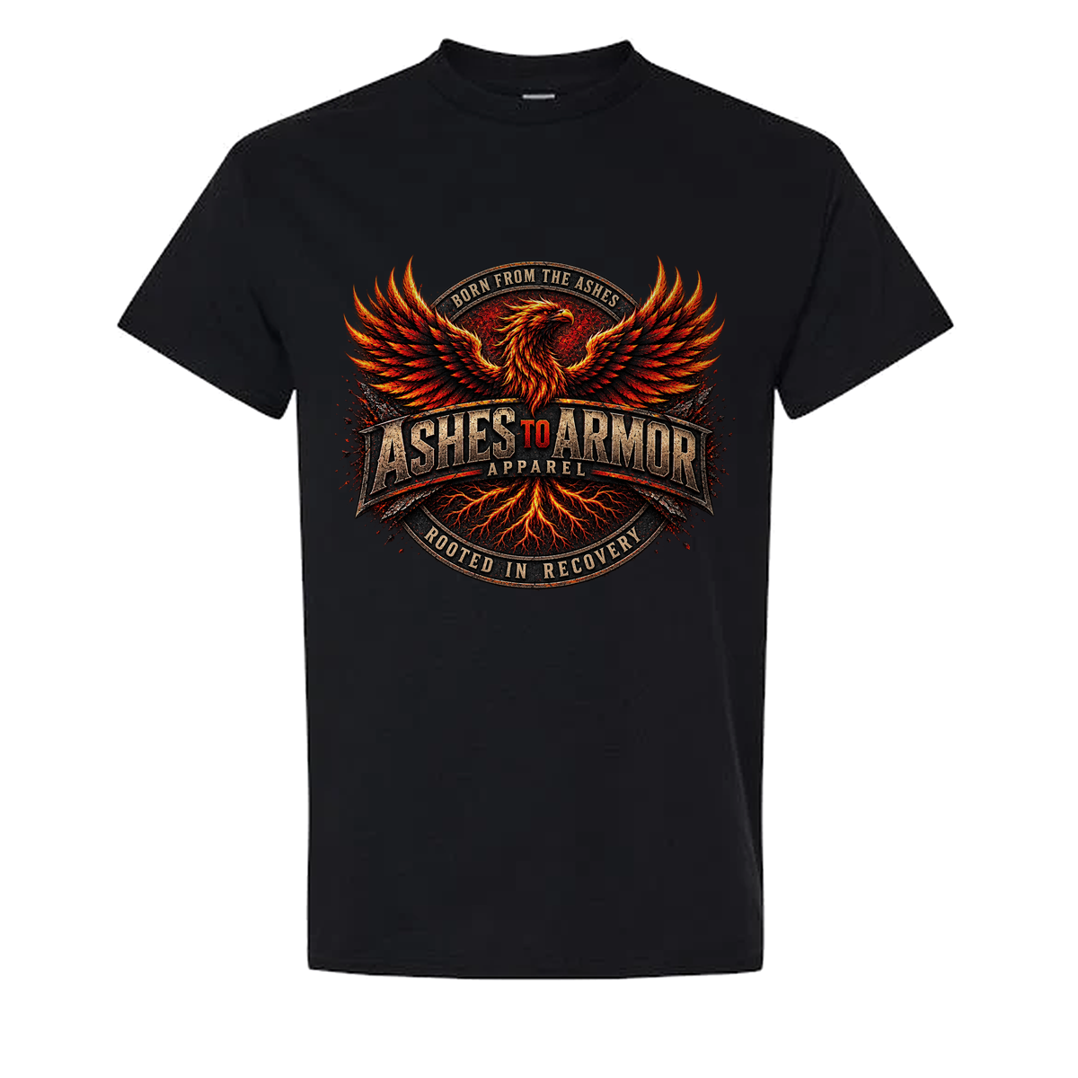 Ashes to Armor Apparel Tee in Black - flat lay, front