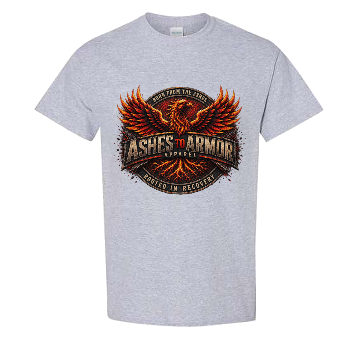 Ashes to Armor Apparel Tee in Sport Grey - flat lay, front