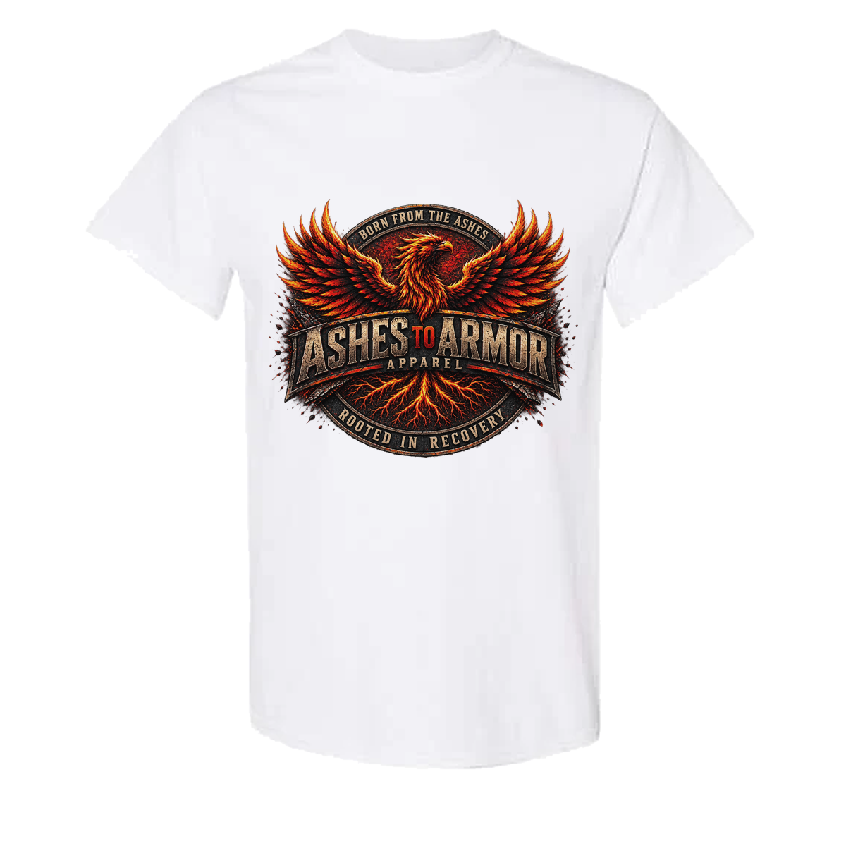 Ashes to Armor Apparel Tee in White - flat lay, front