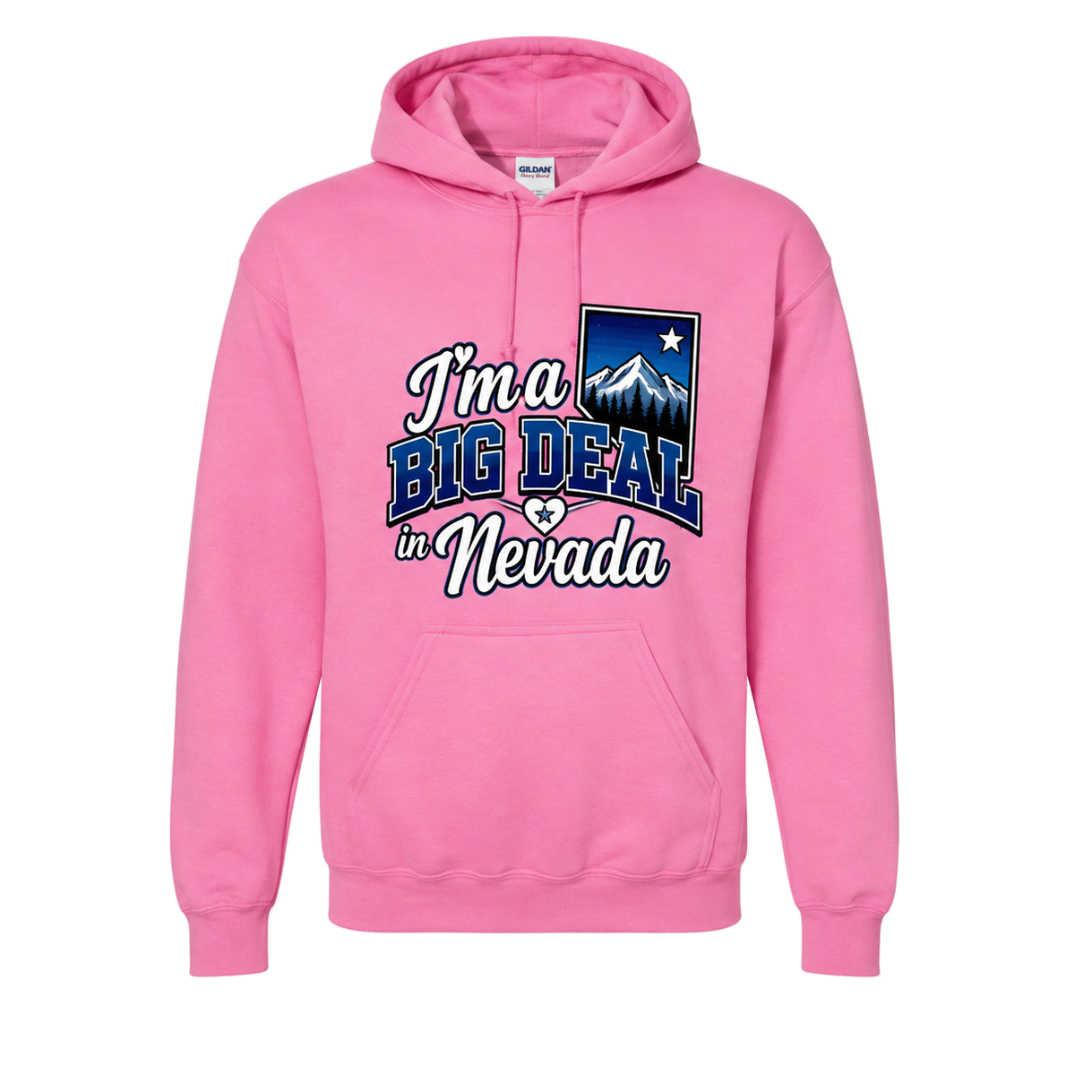 I’m a Big Deal in Nevada Hoodie in Azalea - flat lay, front