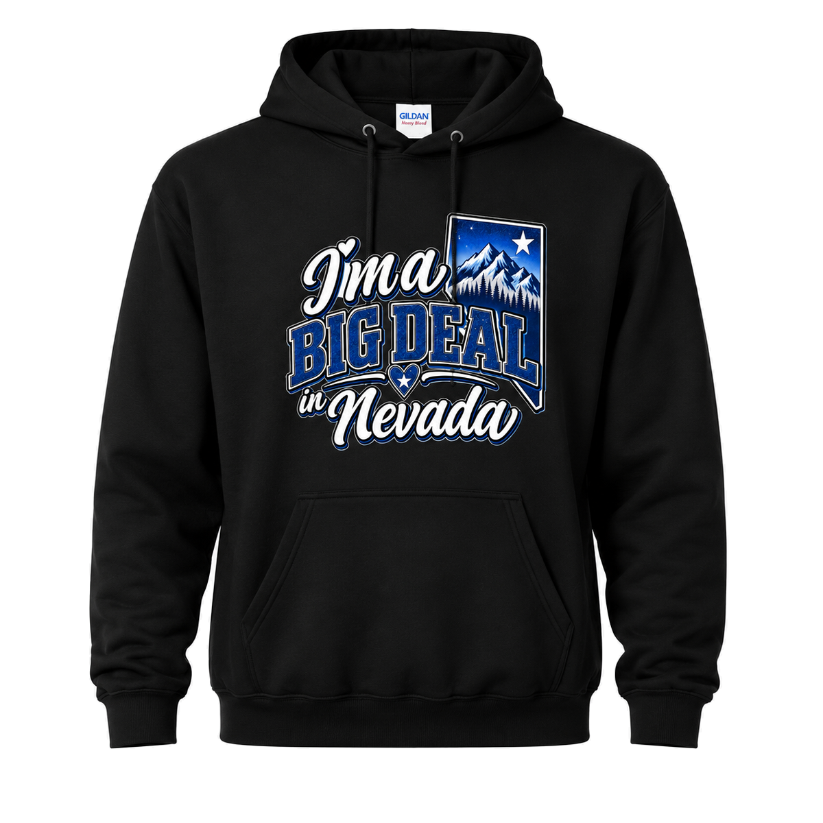 I’m a Big Deal in Nevada Hoodie in Black - flat lay, front