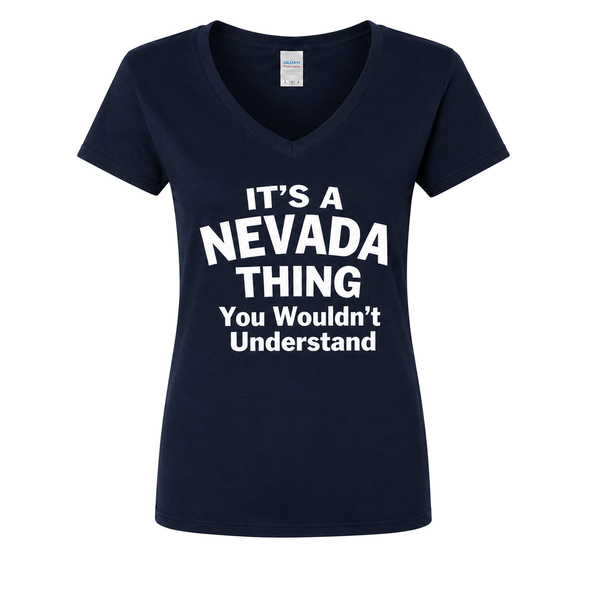 It’s a Nevada Thing You Wouldn’t Understand women’s v-neck in Navy - flat lay, front