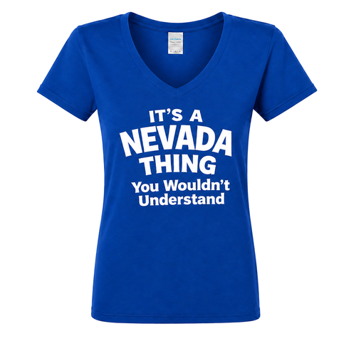 It’s a Nevada Thing You Wouldn’t Understand women’s v-neck in Royal - flat lay, front