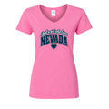 Just a Girl Who Loves Nevada V-Neck in Azalea - flat lay, front
