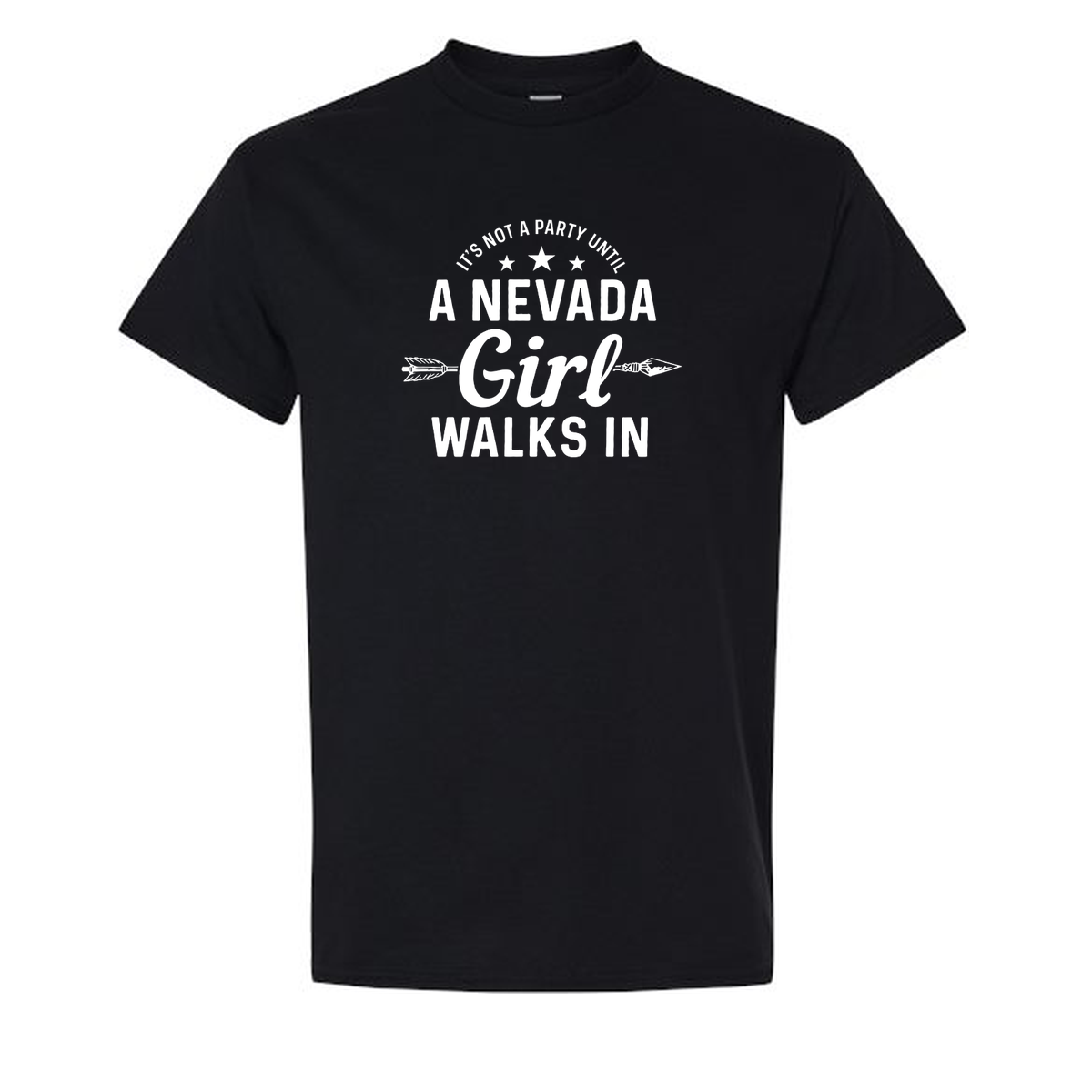 Nevada Girl Tee in Black - flat lay, front