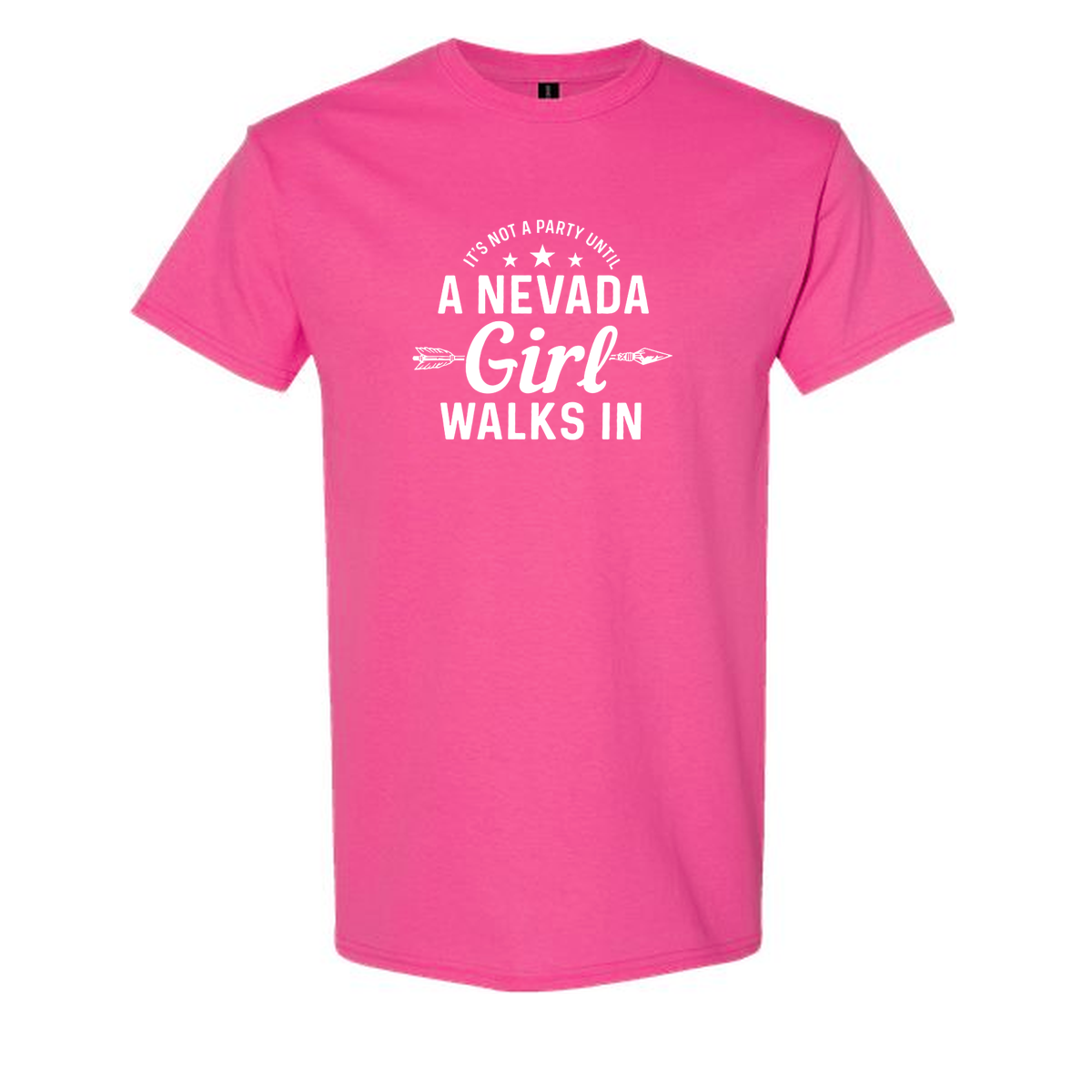Nevada Girl Tee in Hot Pink - flat lay, front