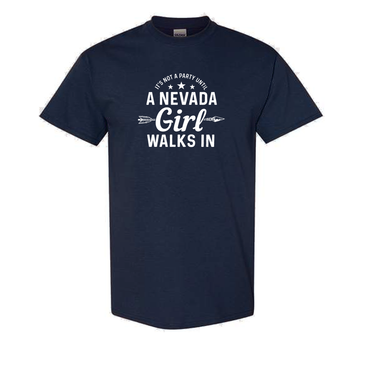 Nevada Girl Tee in Navy - flat lay, front