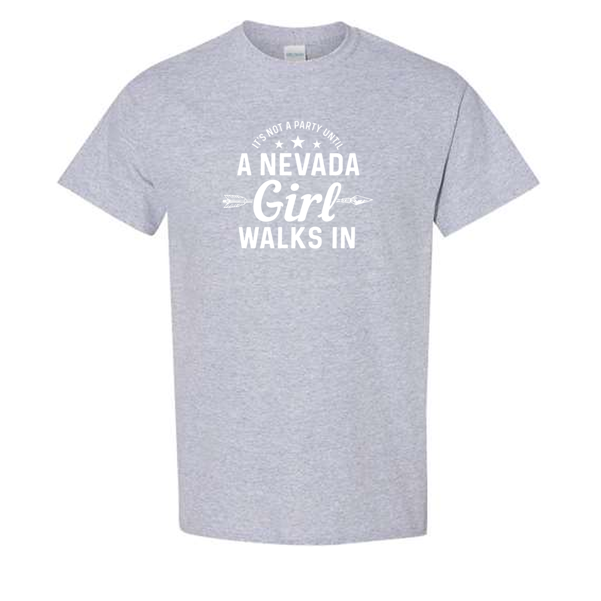 Nevada Girl Tee in Sport Grey - flat lay, front