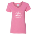 Nevada Girl V-Neck in Azalea - flat lay, front