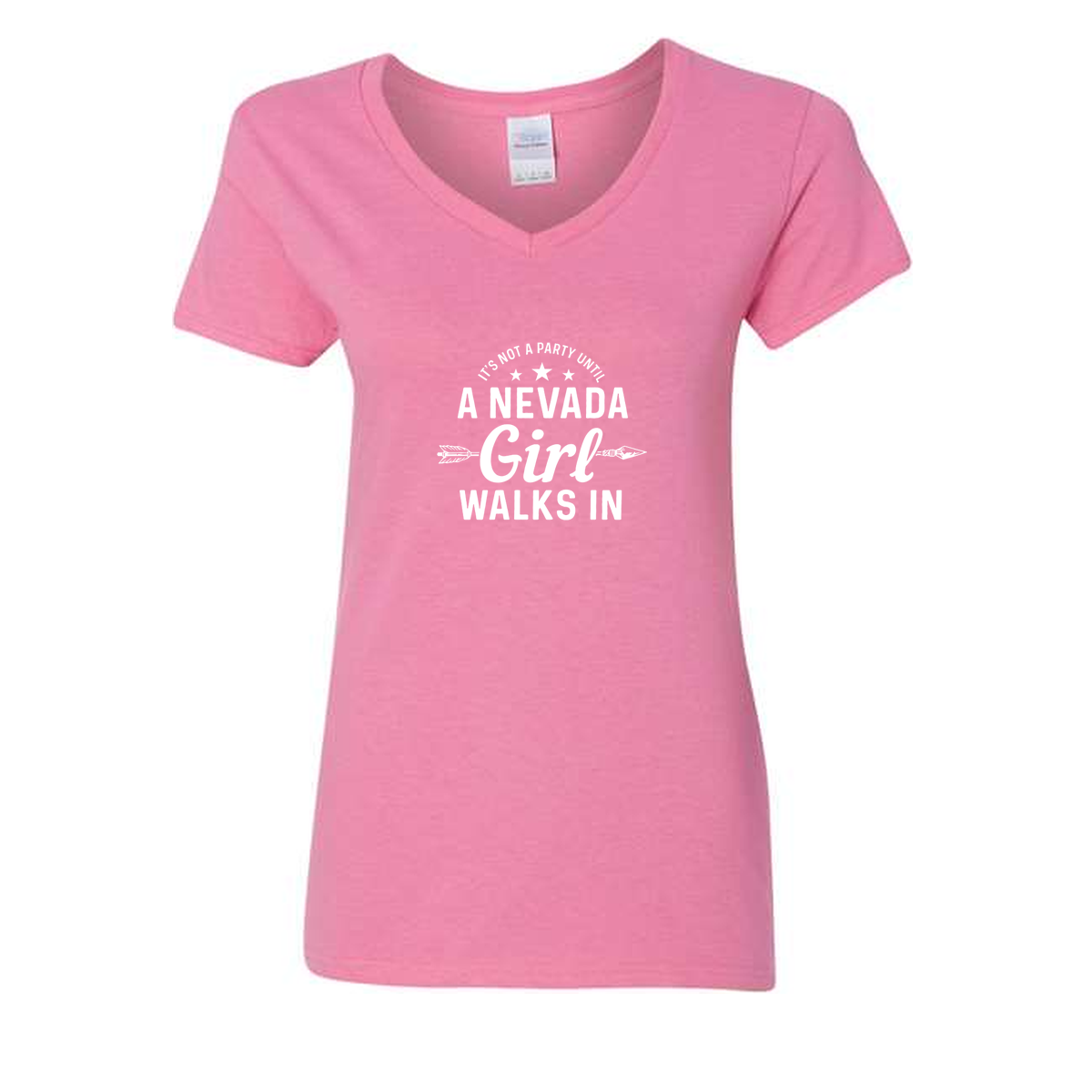 Nevada Girl V-Neck in Azalea - flat lay, front