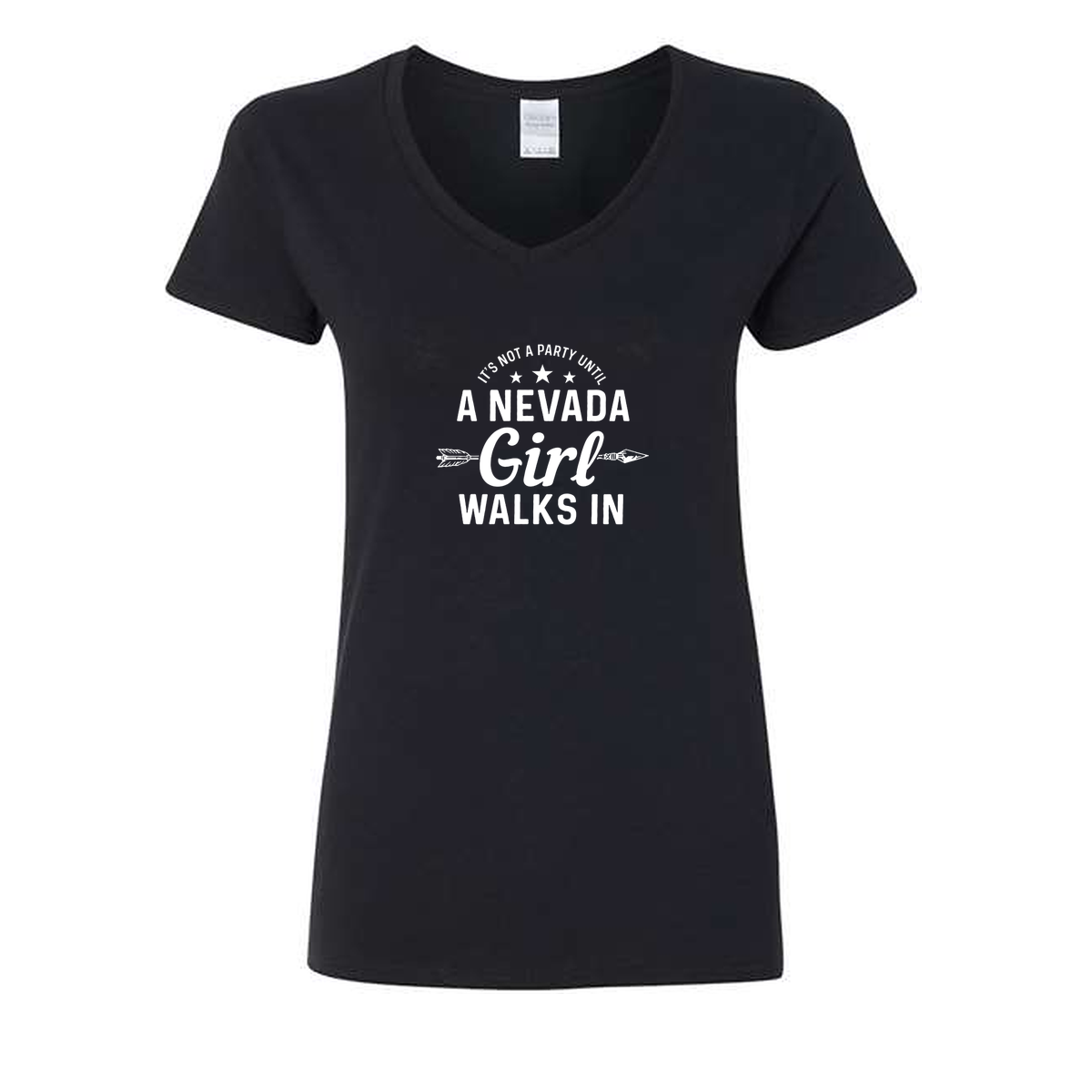 Nevada Girl V-Neck in Black - flat lay, front