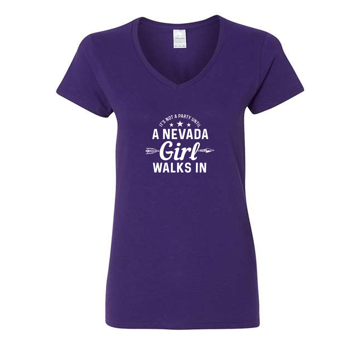 Nevada Girl V-Neck in Purple - flat lay, front