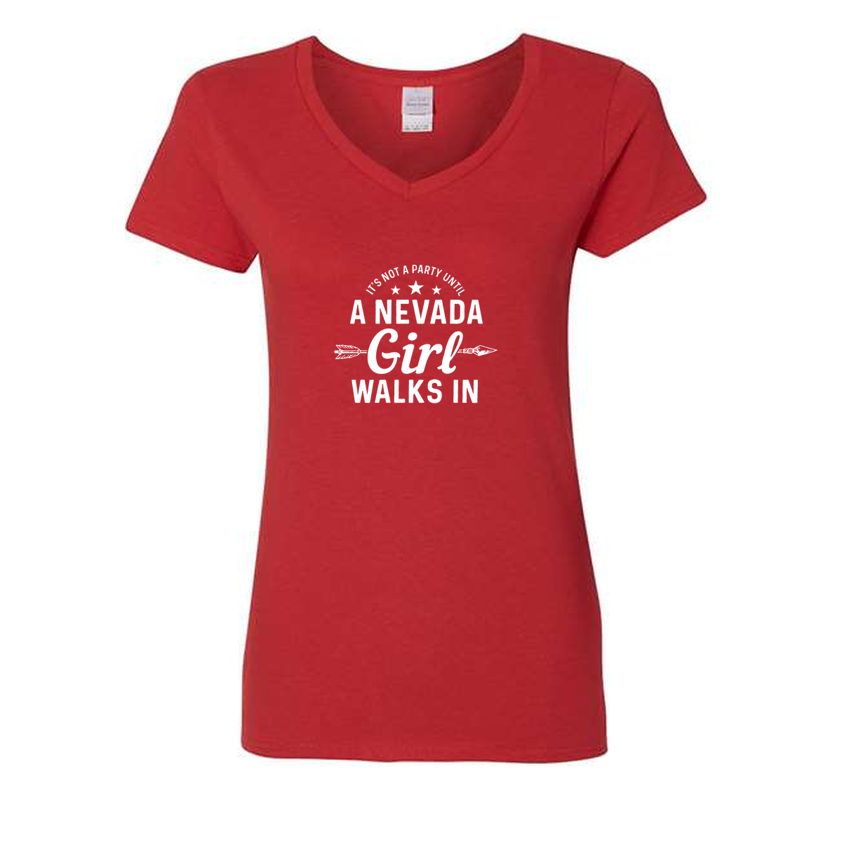 Nevada Girl V-Neck in Red - flat lay, front