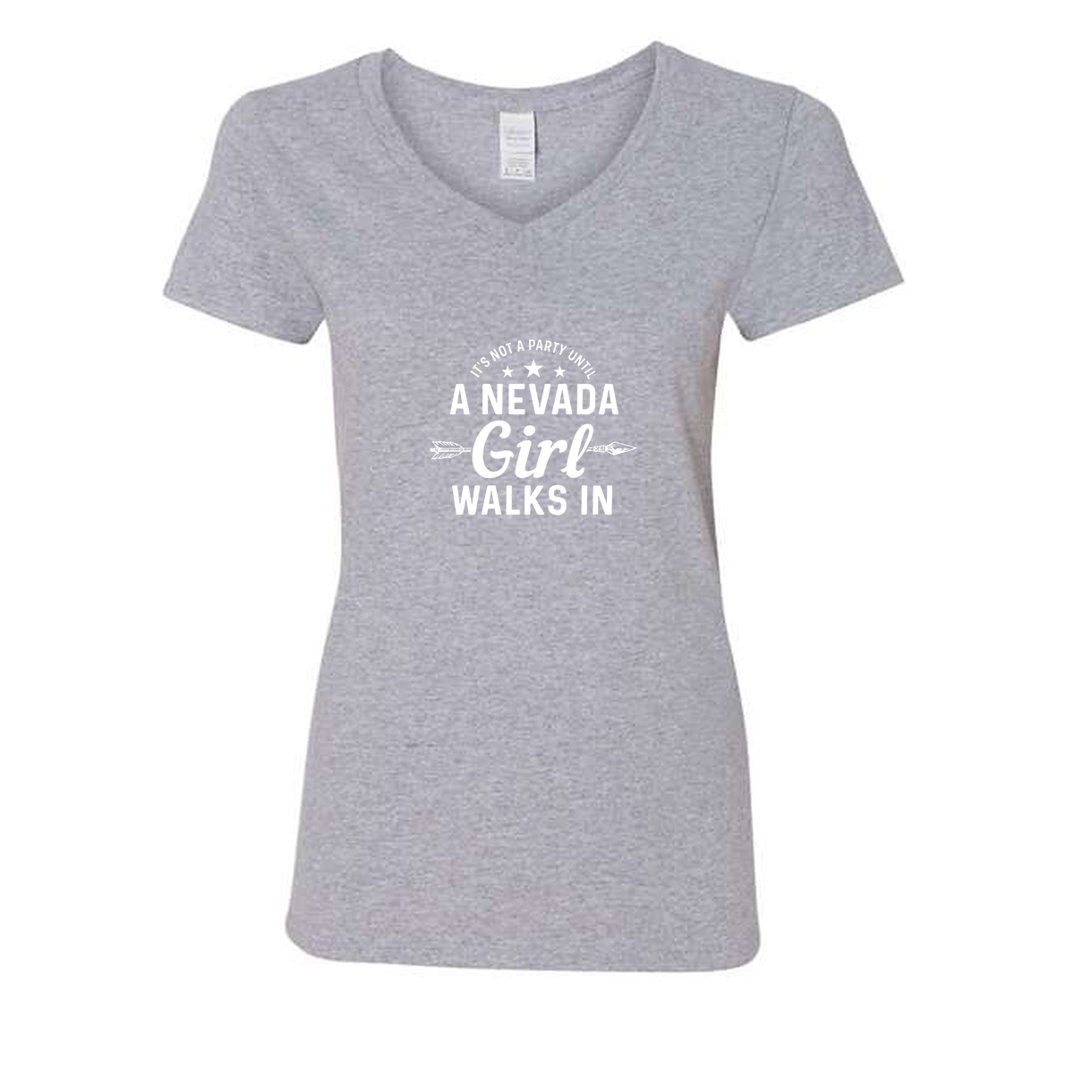 Nevada Girl V-Neck in Sport Grey - flat lay, front