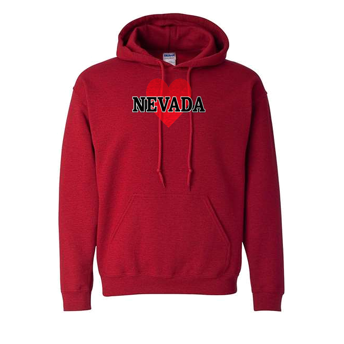 Nevada Heart Hoodie in Antique Cherry Red - flat lay, front