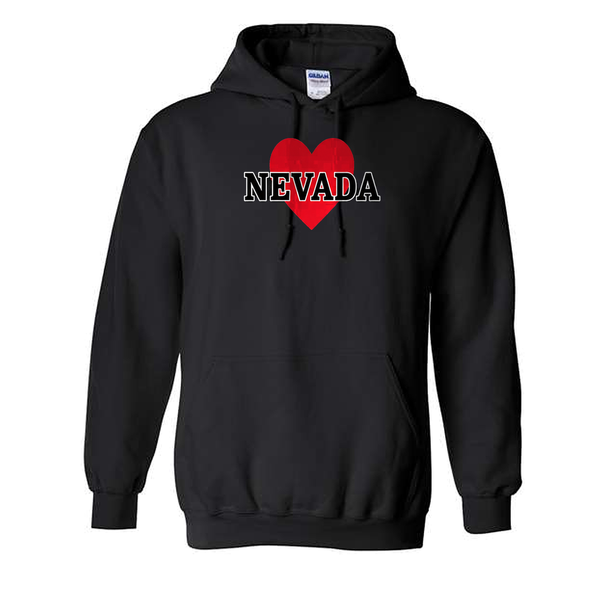 Nevada Heart Hoodie in Black - flat lay, front