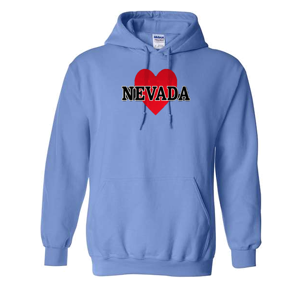 Nevada Heart Hoodie in Carolina Blue - flat lay, front