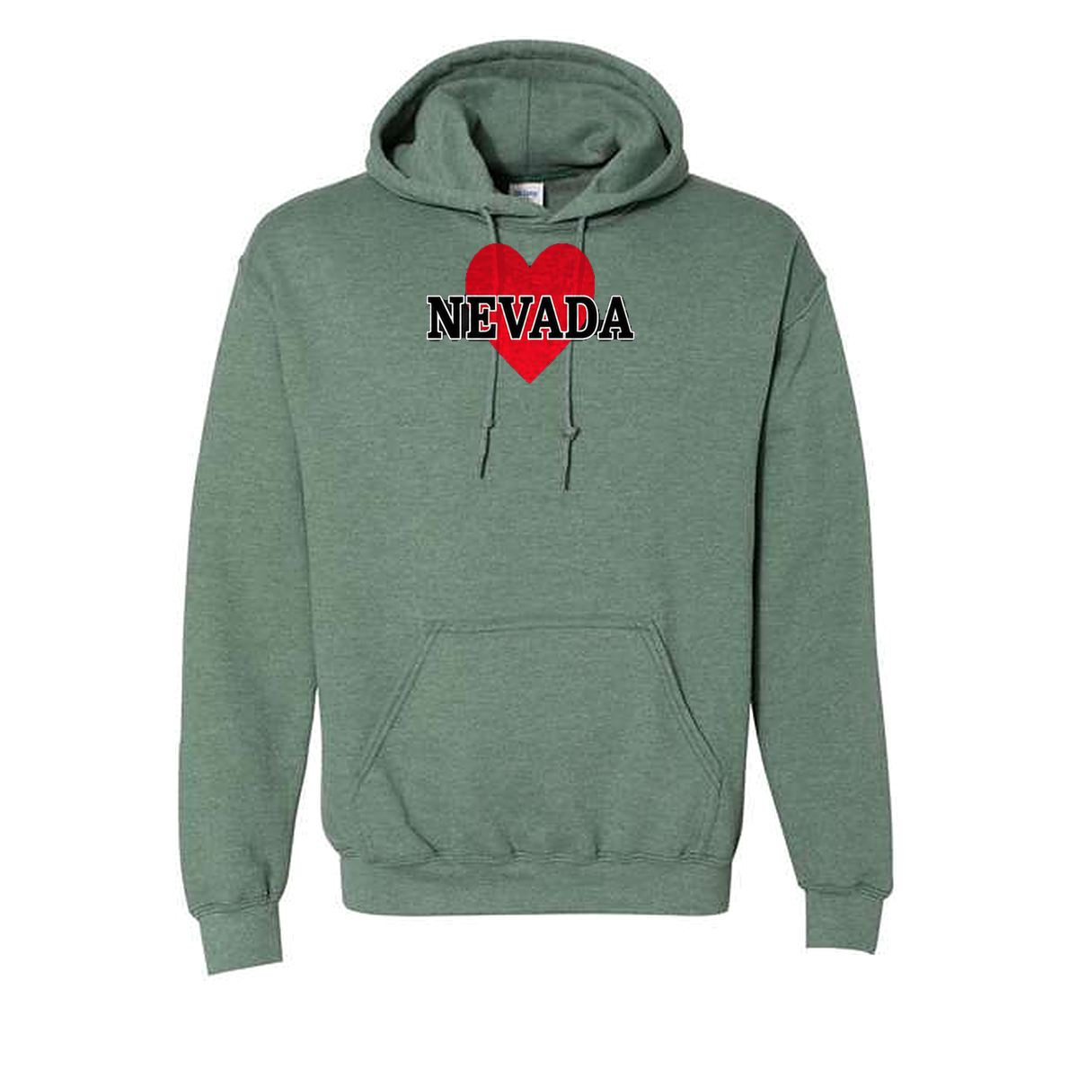 Nevada Heart Hoodie in Hth Sp Dark Green - flat lay, front