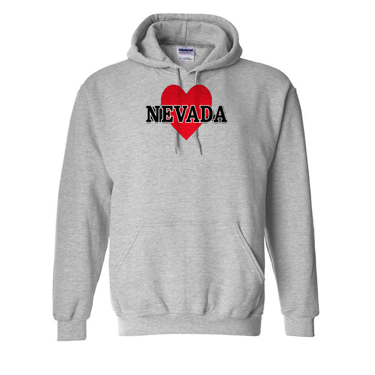 Nevada Heart Hoodie in Sport Grey - flat lay, front