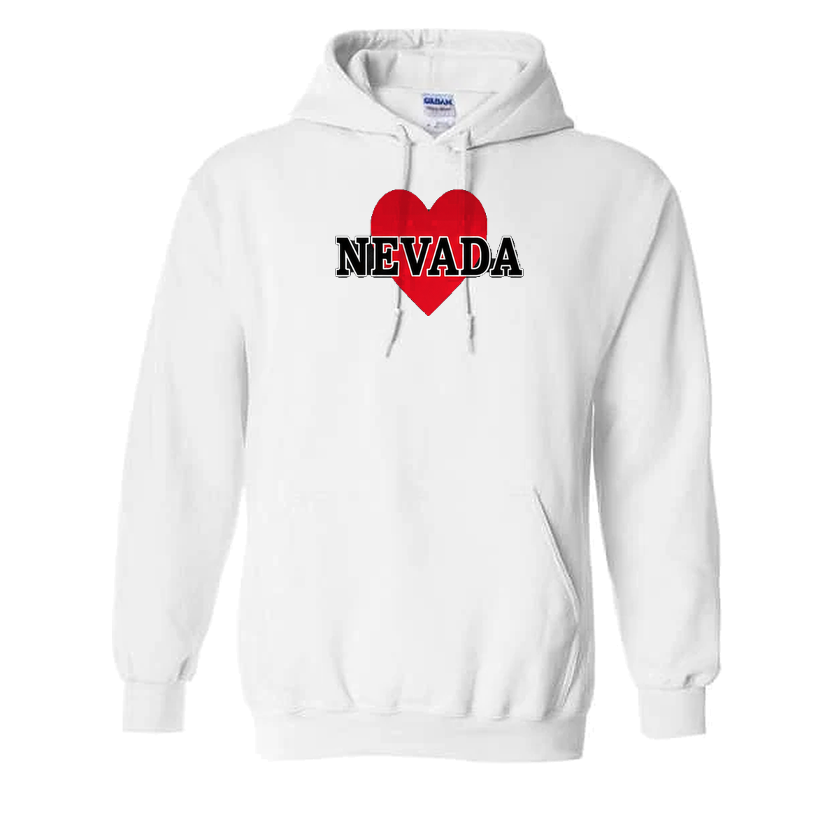 Nevada Heart Hoodie in White - flat lay, front