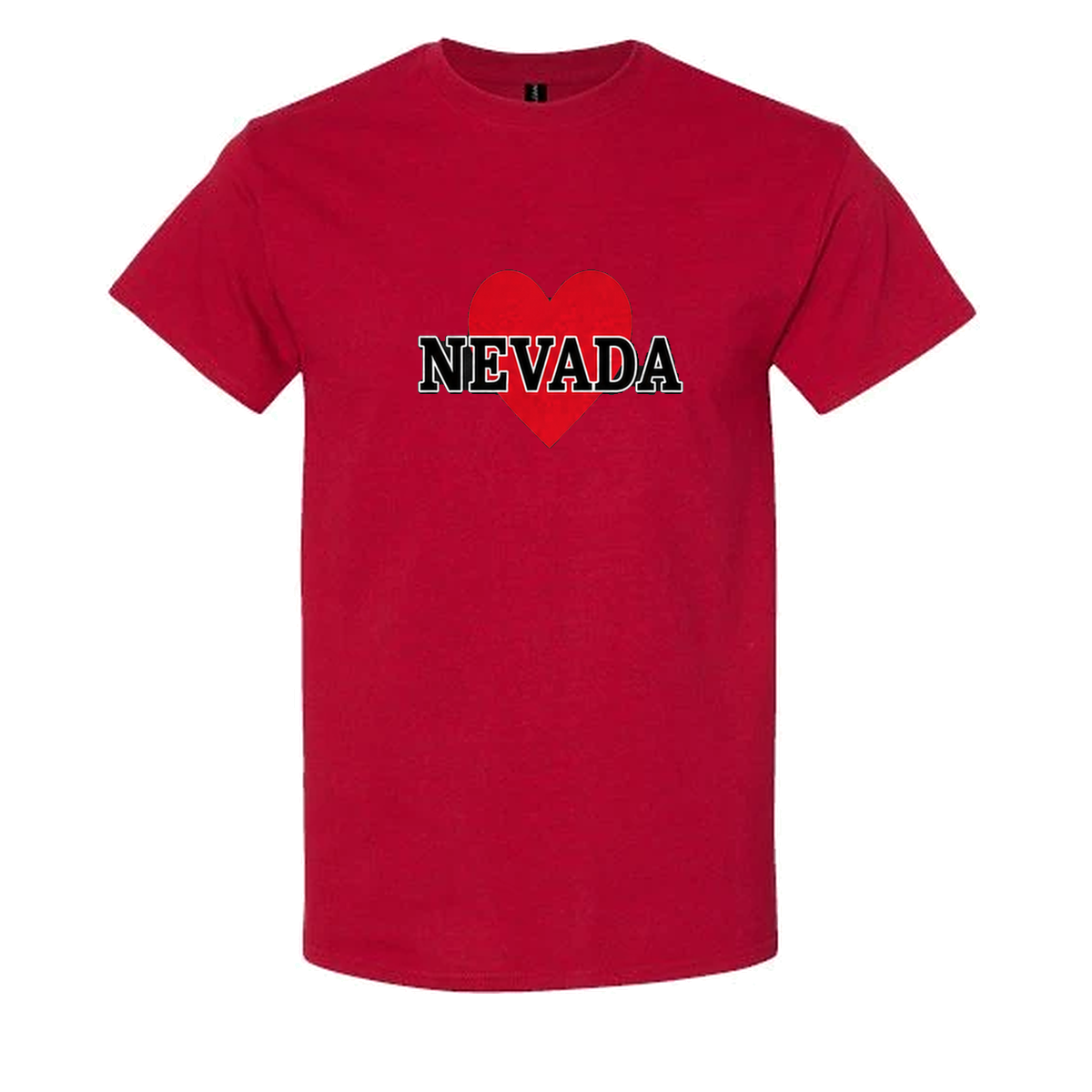 Nevada Heart Tee in Antique Cherry Red - flat lay, front