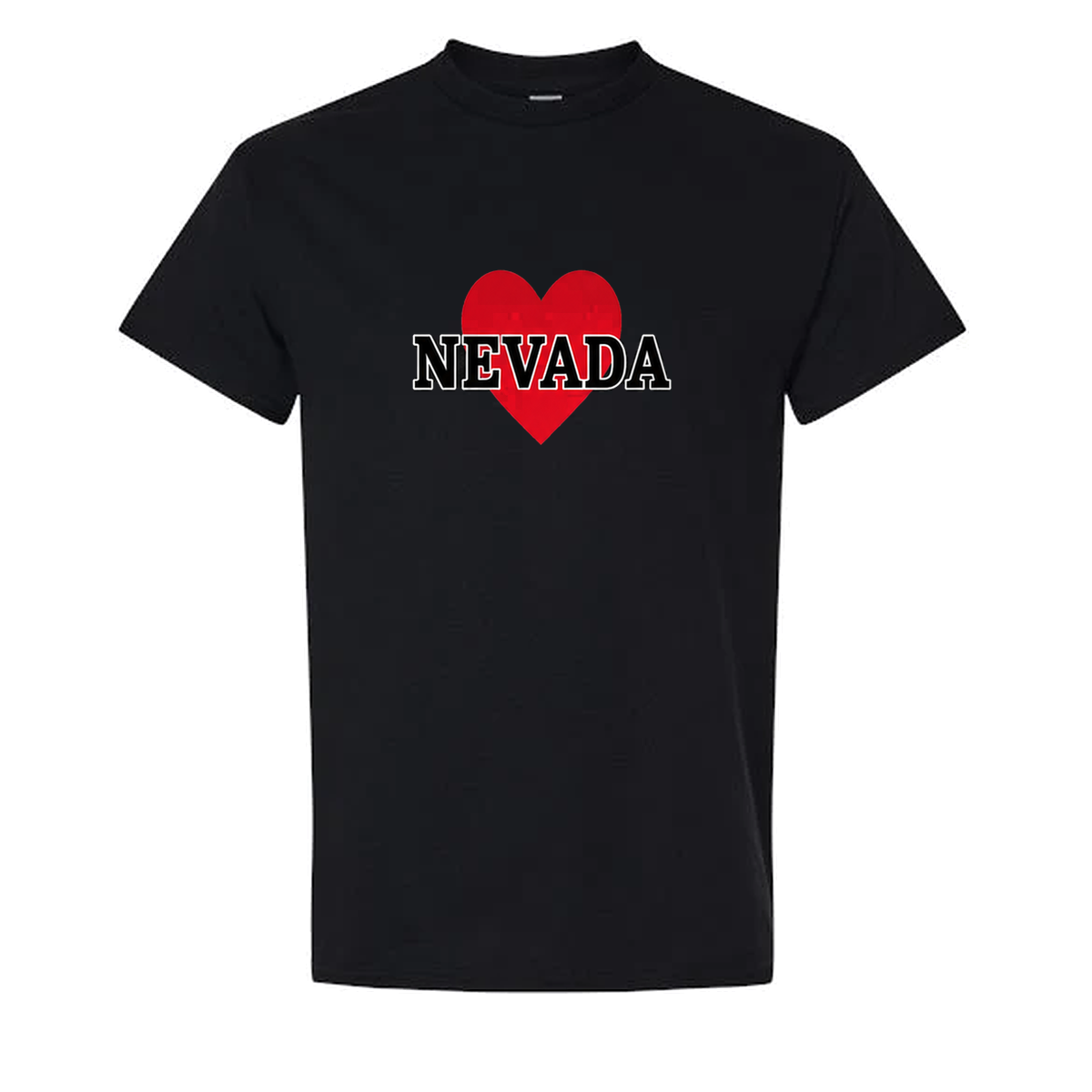 Nevada Heart Tee in Black - flat lay, front