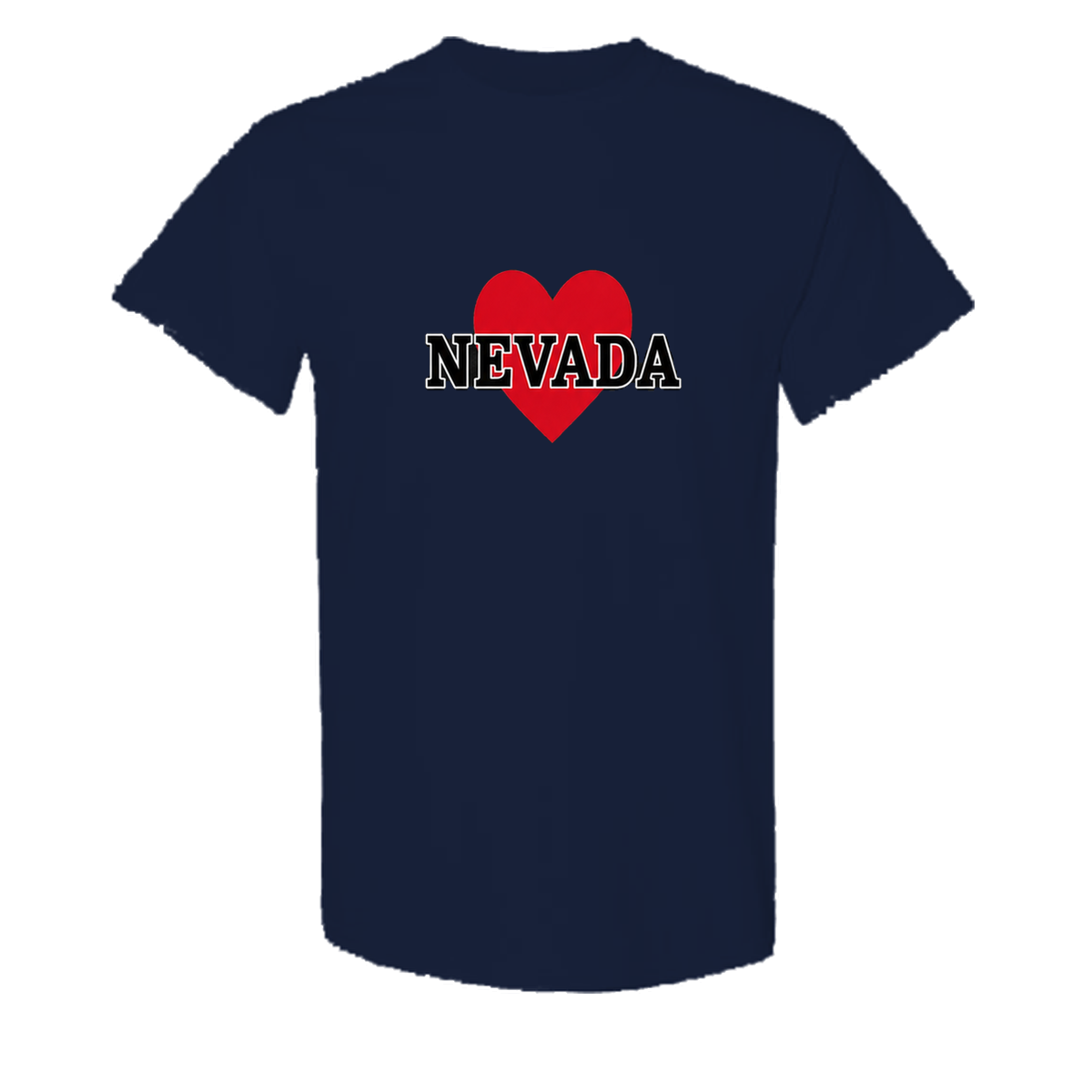 Nevada Heart Tee in Navy - flat lay, front