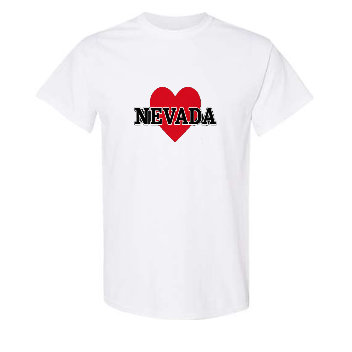 Nevada Heart Tee in White - flat lay, front