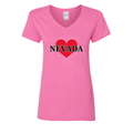 Nevada Heart V-Neck in Azalea - flat lay, front