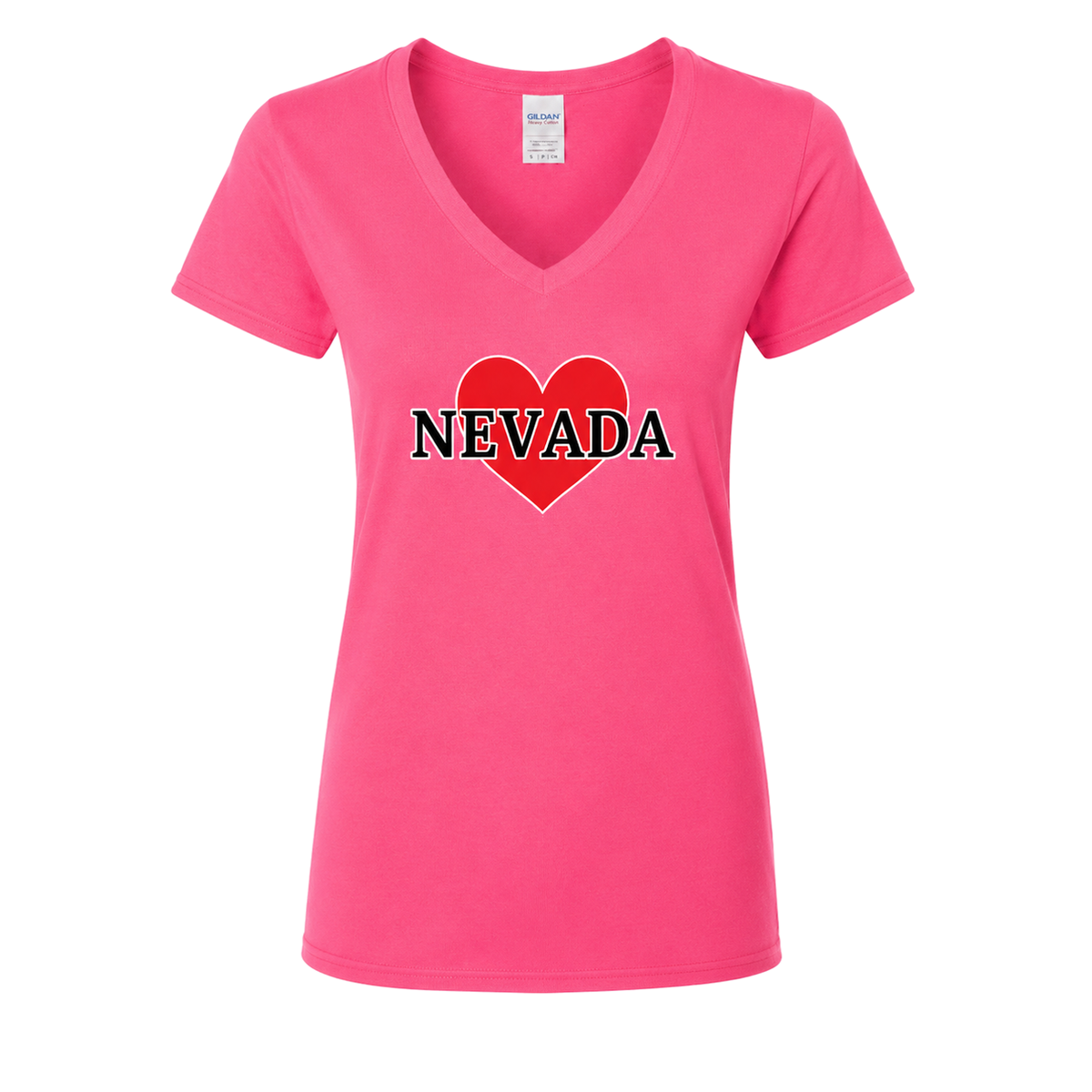 Nevada Heart V-Neck in Heliconia - flat lay, front