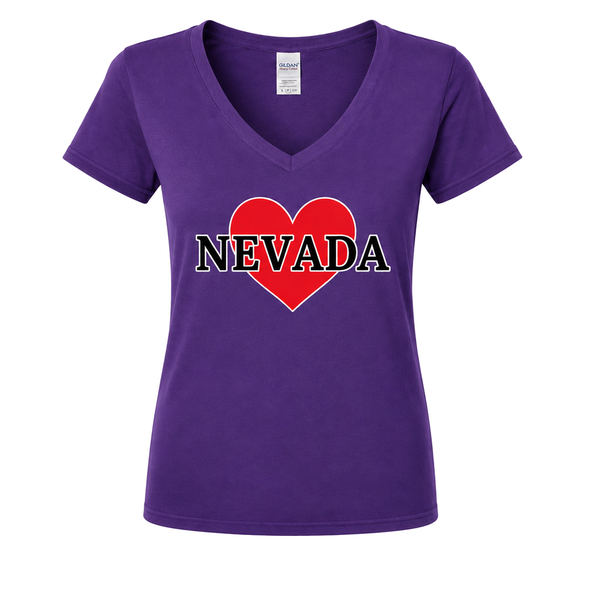 Nevada Heart V-Neck in Purple - flat lay, front