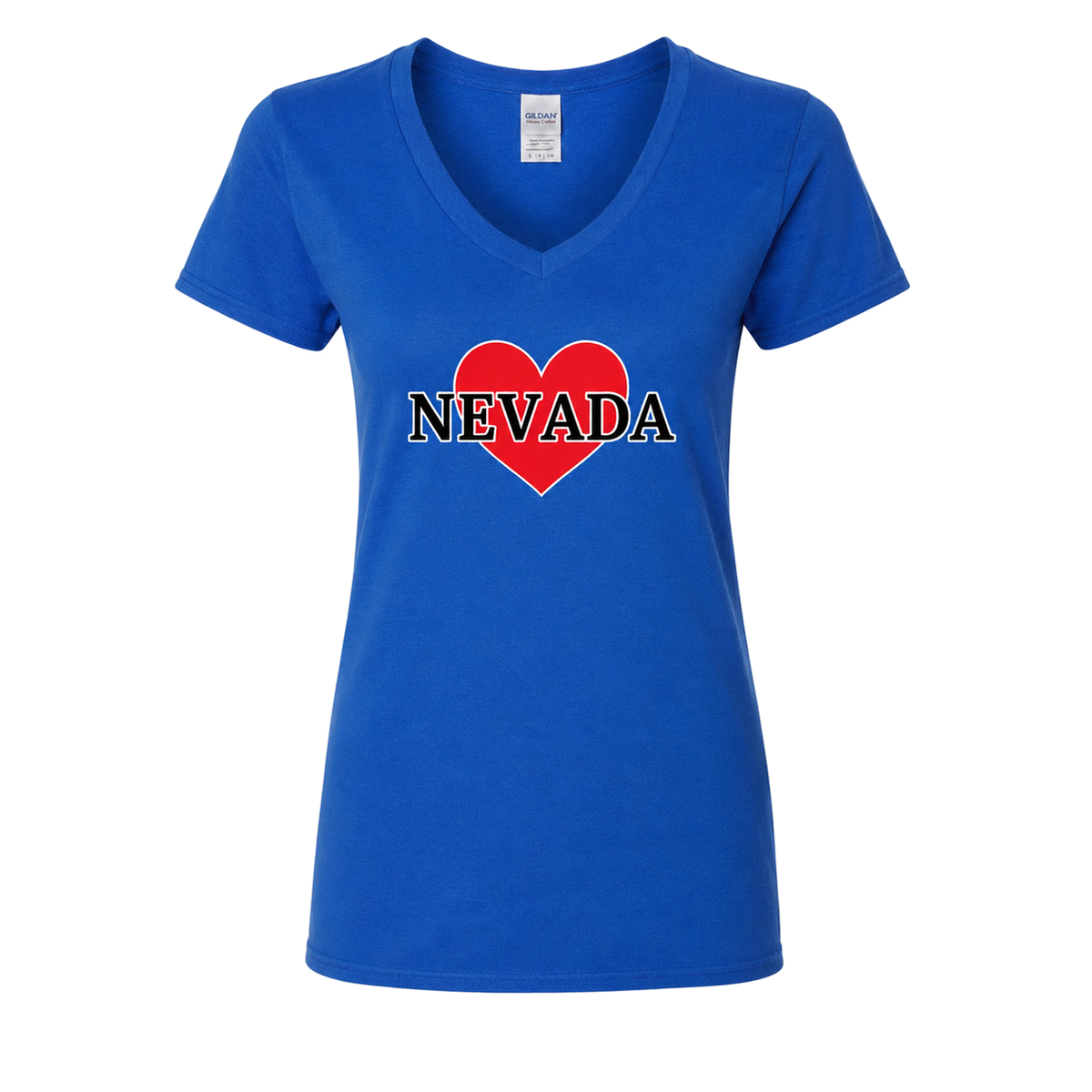 Nevada Heart V-Neck in Royal - flat lay, front
