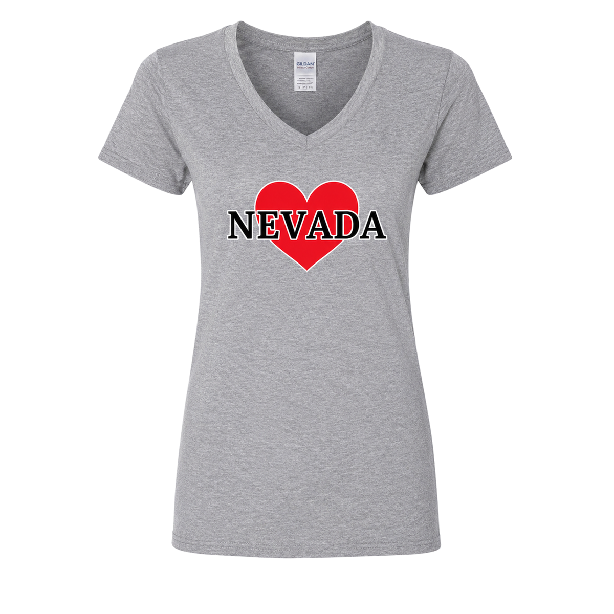 Nevada Heart V-Neck in Sport Grey - flat lay, front