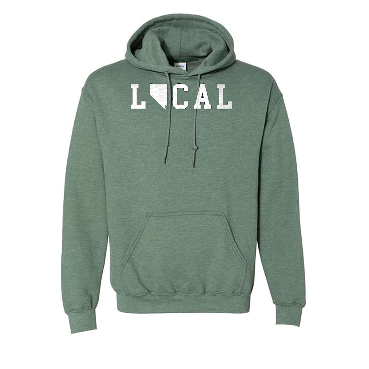 Nevada Local Hoodie in Hth Sp Dark Green - flat lay, front