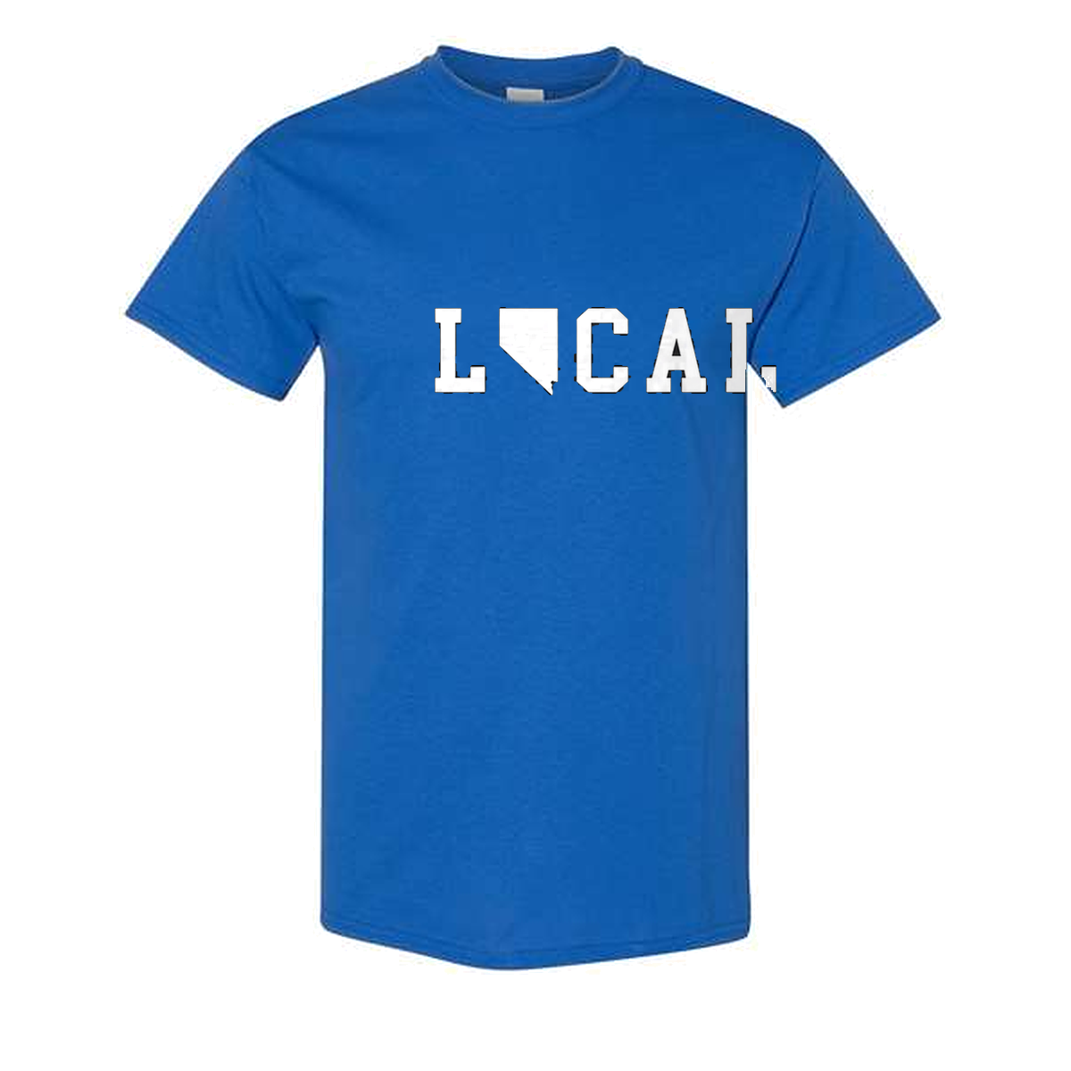 Nevada Local Tee in Royal - flat lay, front