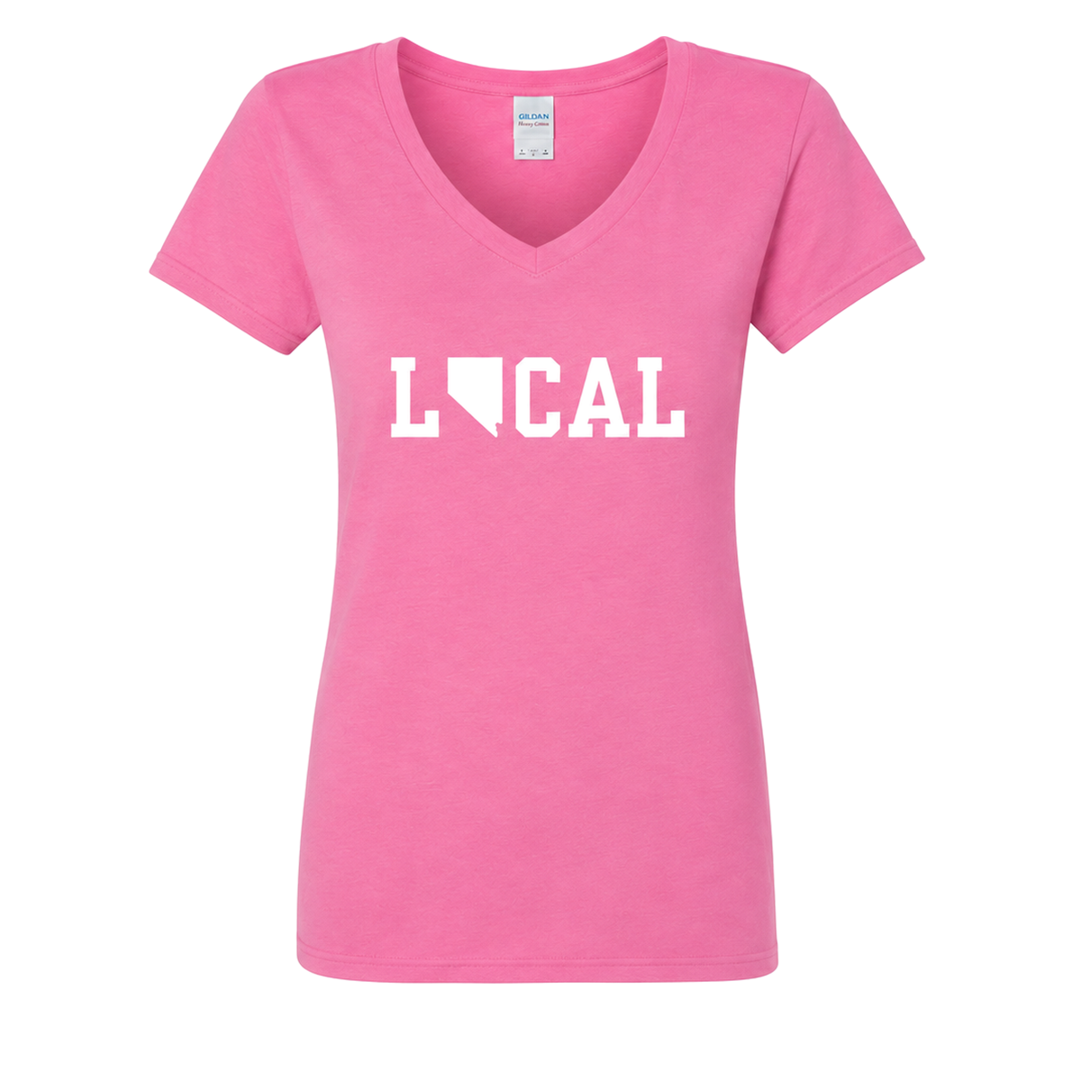 Nevada Local V-Neck in Azalea - flat lay, front