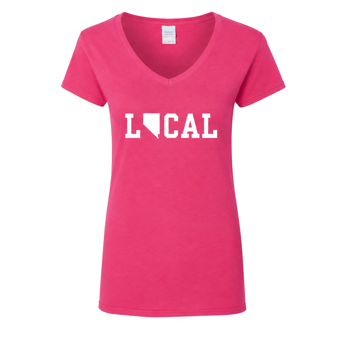 Nevada Local V-Neck in Heliconia - flat lay, front